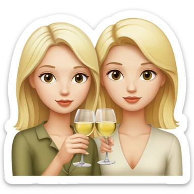2 blonde girl best friends drinking white wine sticker