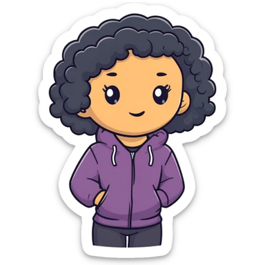 mixed-race girl with shaved curly black hair sticker