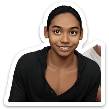 smiling boy with black hair sticker