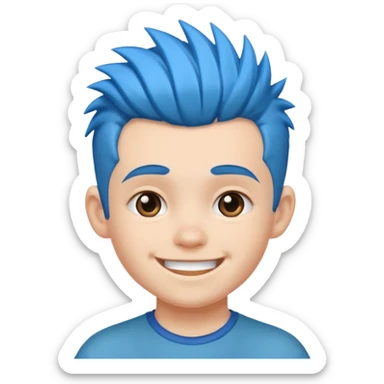 blue haired kid mohawk sticker