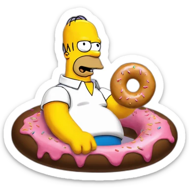 Homer simpsons with donut sticker