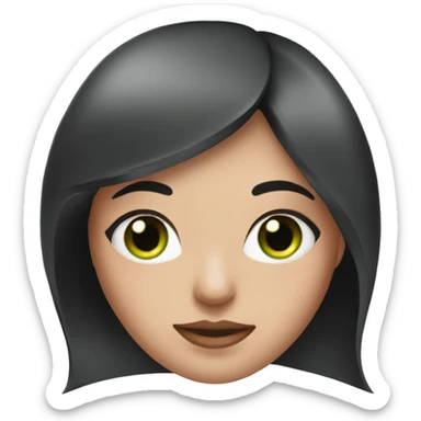 Pale black haired girl with green eyes and pink spa mask sticker