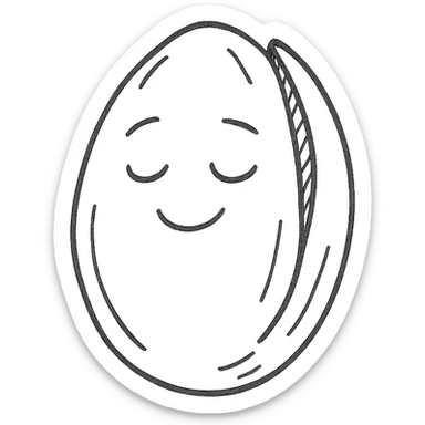 pistachio with a chill expression, hand drawn outline style sticker