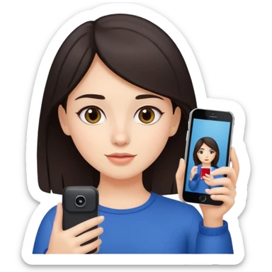 quiero crear una chica con una movil como si estuviese grabando cosas como si estuviese grabando vlog con el pelo oscuro  sticker