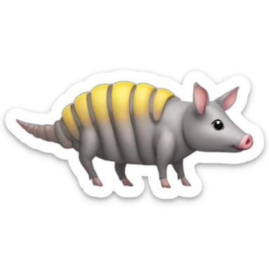 Gray pig armadillo cow centipede insect with yellow duck face sticker