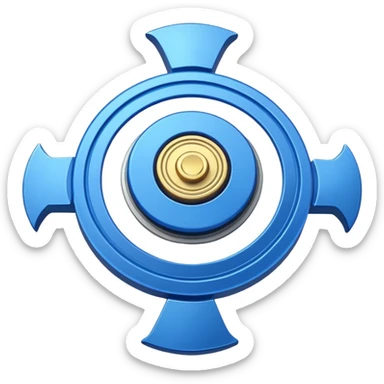 A blue Beyblade with 3 pointed blades like Victory Valtryek sticker