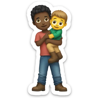 Kid holding a kid as a boot sticker