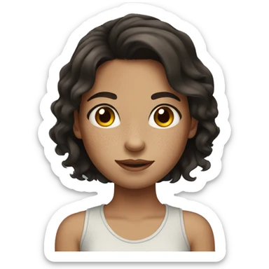 girl with dark brown hair and freckles sticker