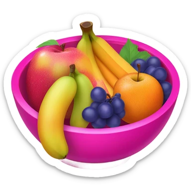 Hot pink glitter bowl of fruit  sticker