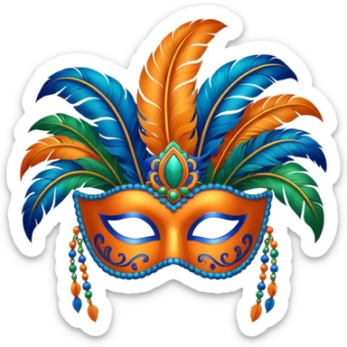 📦+ carnival mask in orange, blue and green , trying to make a carnival pack sticker