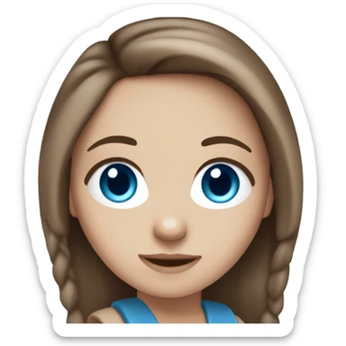white girl with blue eyes brown hair that gets light at the bottom sticker