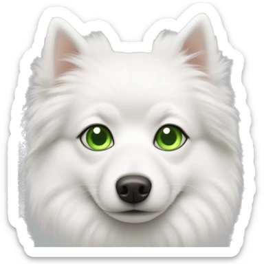 white spitz with green eyes sticker