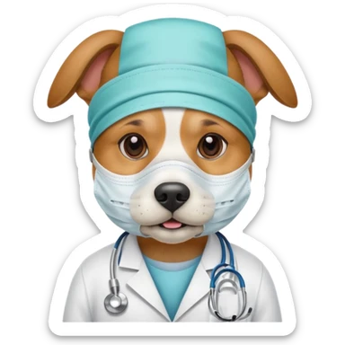 doctor dog Wearing Medical Mask sticker