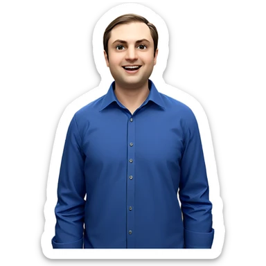 smiling boy in blue shirt sticker