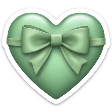 sage green heart with a bow on it  sticker