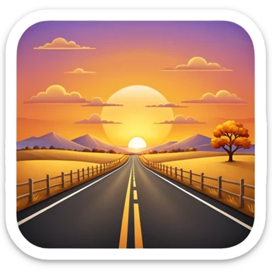 country road with sunset sticker