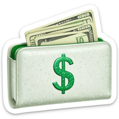 glitter white wallet green symbol $ sticker