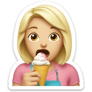 Rubia comiendo helado  sticker