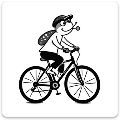 a frog riding a full suspension mountain bike, hand drawn doodle style sticker