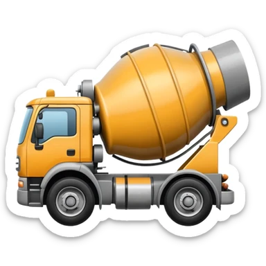 Illustrate a cement mixer truck with a rotating drum on the back. sticker