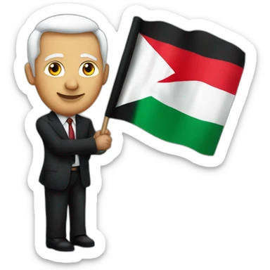 Netanyahou holding Palestinian flag sticker