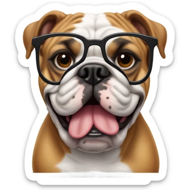 English bulldog wearing glasses  sticker