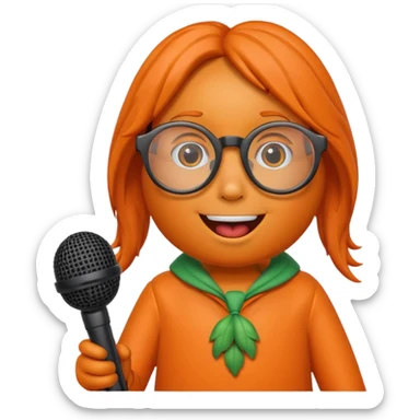 singing carrot wearing glasses with microphone sticker