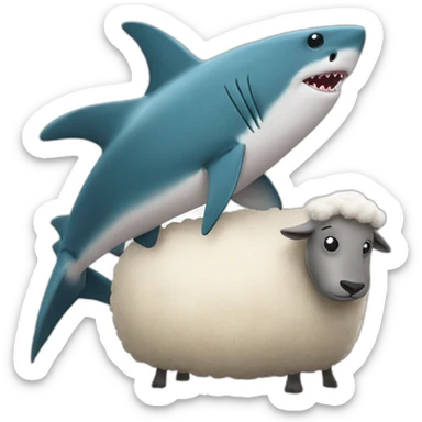 Shark hugging sheep  sticker
