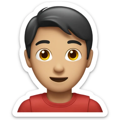 Asian boy with red gloves on his hands sticker