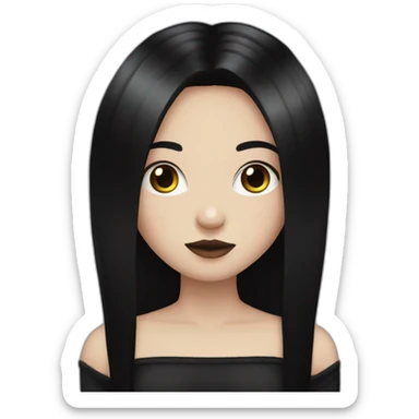 Goth girl long black hair middle part sticker