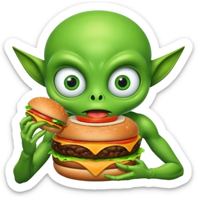 Big alien with burger sticker