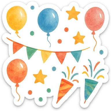 watercolor style festive mood sticker