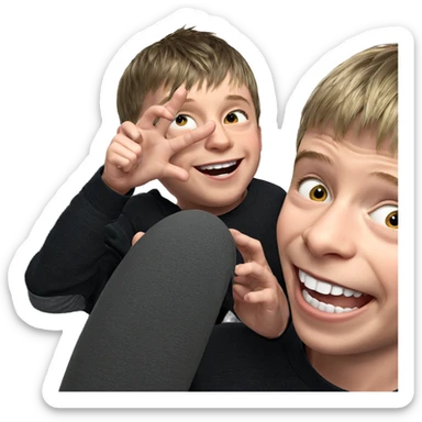 boys sharing a joyful moment sticker