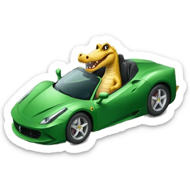 Alligator driving a Ferrari in city sticker