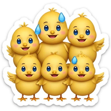 Emoji, yellow round laughing face, blue tears of joy on chicks  sticker