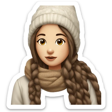 Long brown hair girl cute winter sticker