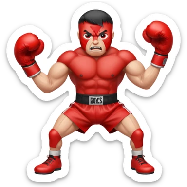 Gota de sangre con cara de enfado y unos guantes de boxeo, que tenga brazos y piernas musculados sticker