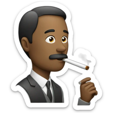 Men smoking cigarette with smoke sticker