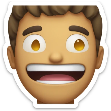 Smiling but with tongue to teeth while eyes are exited bit closed sticker