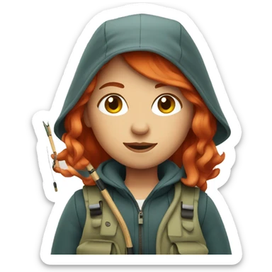 Red haired girl going Fishing sticker