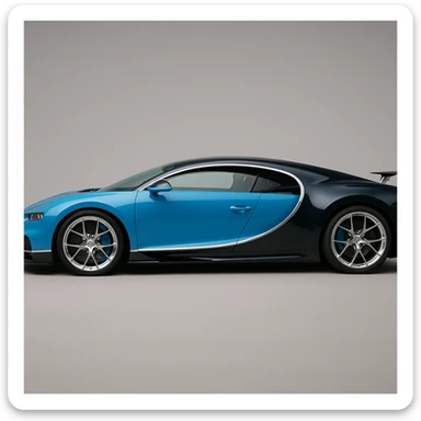 Bugatti Chiron side profile sleek design blue and black color scheme sticker