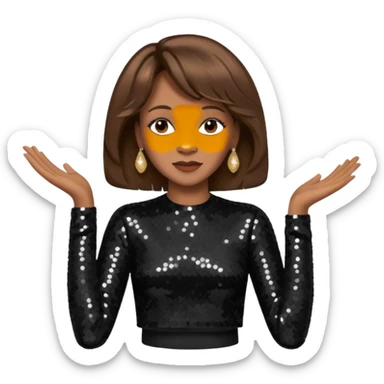 Whitney Houston with brown hair, black sequin long sleeve crop top sticker