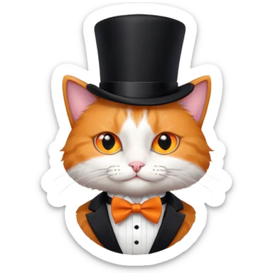 Um gato com gravata borboleta e usando uma Cartola sticker