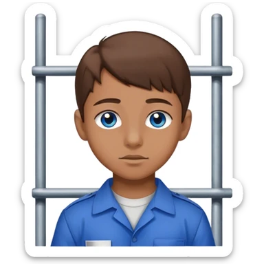 teen boy with brown hair and blue eyes in jail sticker