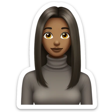 turtle neck straight hair slightly lighter swarty skin sticker