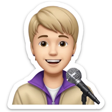 Justin Bieber singing on stage sticker