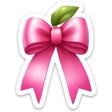 Long Pink bow with cherries hanging from it sticker