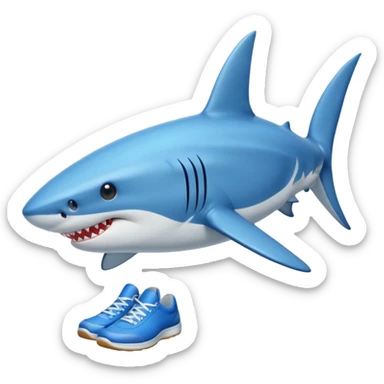 Shark with legs wearing blue shoes sticker