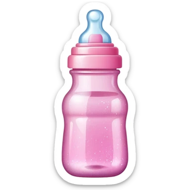 Pink baby bottle with glitter  sticker