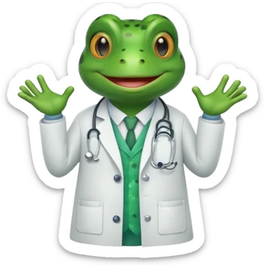 smiling frog dressed as a doctor sticker